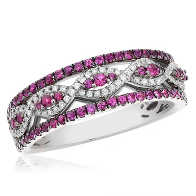 Diana M. 14kt White Gold Ruby Ring Features 0.56ct Of Rubies And 0.15ct Of Diamonds
