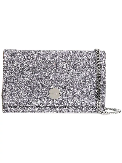 Jimmy Choo Florence Glitter Clutch In Grey