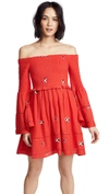 Free People Counting Daisies Embroidered Mini Dress In Red