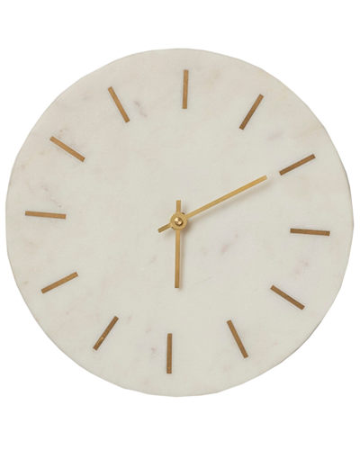 Bidkhome Large Marble Wall Clock With Gold Inlay In White