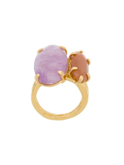 Wouters & Hendrix 'technofossils' Ring Mit Sonnenstein Und Amethyst In Metallic