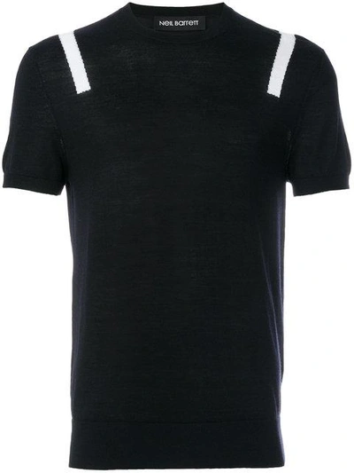 Neil Barrett Stripe Detail Knitted T-shirt In Black