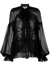 Givenchy Sheer Long-sleeve Blouse - Black