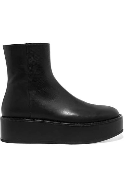 Ann Demeulemeester Leather Platform Ankle Boots In Black
