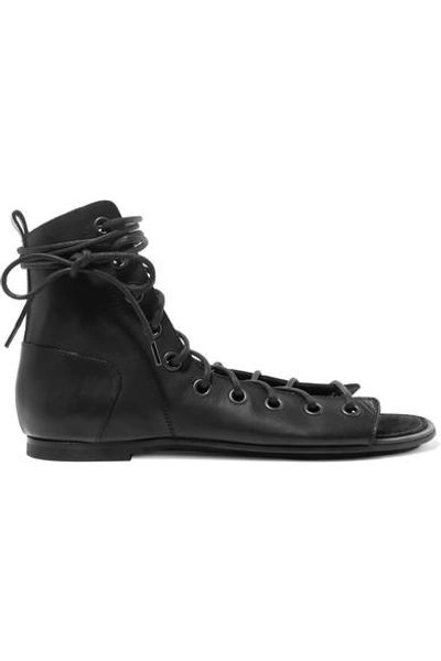 Ann Demeulemeester Lace-up Leather Sandals In Black