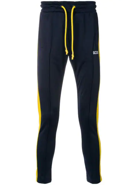 blue yellow track pants