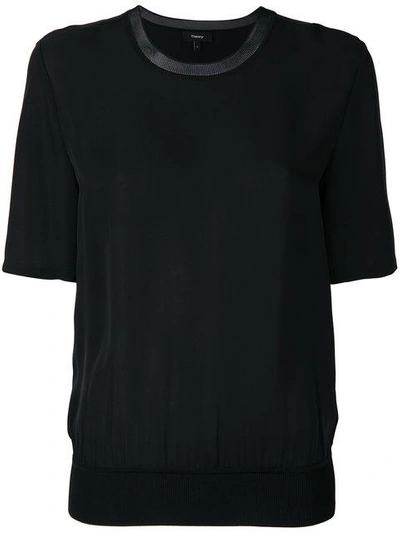 Theory Short Sleeve Blouse In Black