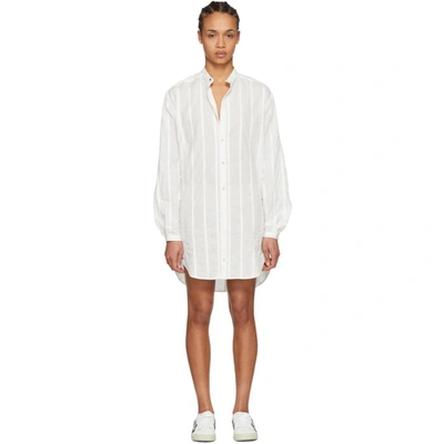 Saint Laurent Stripe-pattern Oversized Shirt In 9601 Craie