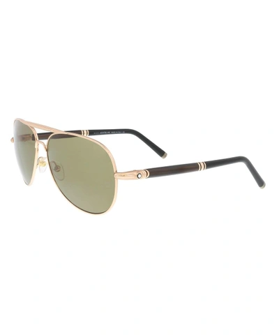 Montblanc Mb519/s 28m Rose Gold Aviator Sunglasses | ModeSens