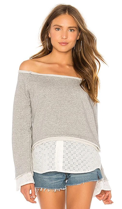 Central Park West Clover Bell Sleeve Sweater In Gray
