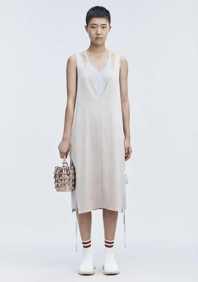 Alexander Wang Satin Sleeveless Dress In Beige