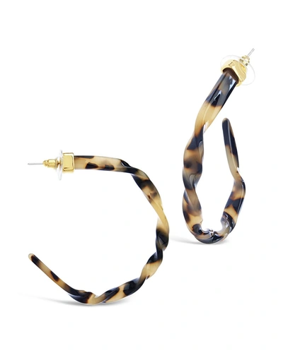 Sterling Forever Twist Resin Hoops In Black
