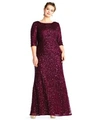 Adrianna Papell Embellished Scoop Back Gown In Cabernet