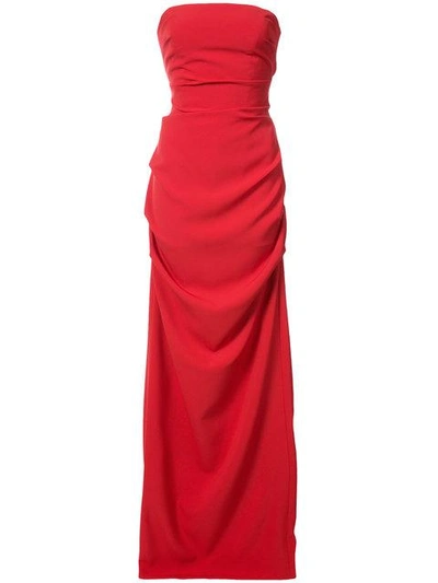 Nicole Miller Felicity Strapless Gown In Red