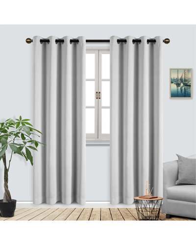 Superior Solid Insulated Thermal Blackout Grommet Curtain Panel Set In White