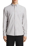 Allsaints Huntingdon Slim Fit Button-down Shirt In Light Gray