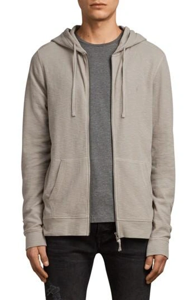 Allsaints Clash Cotton Zip Hoodie In Cement Grey