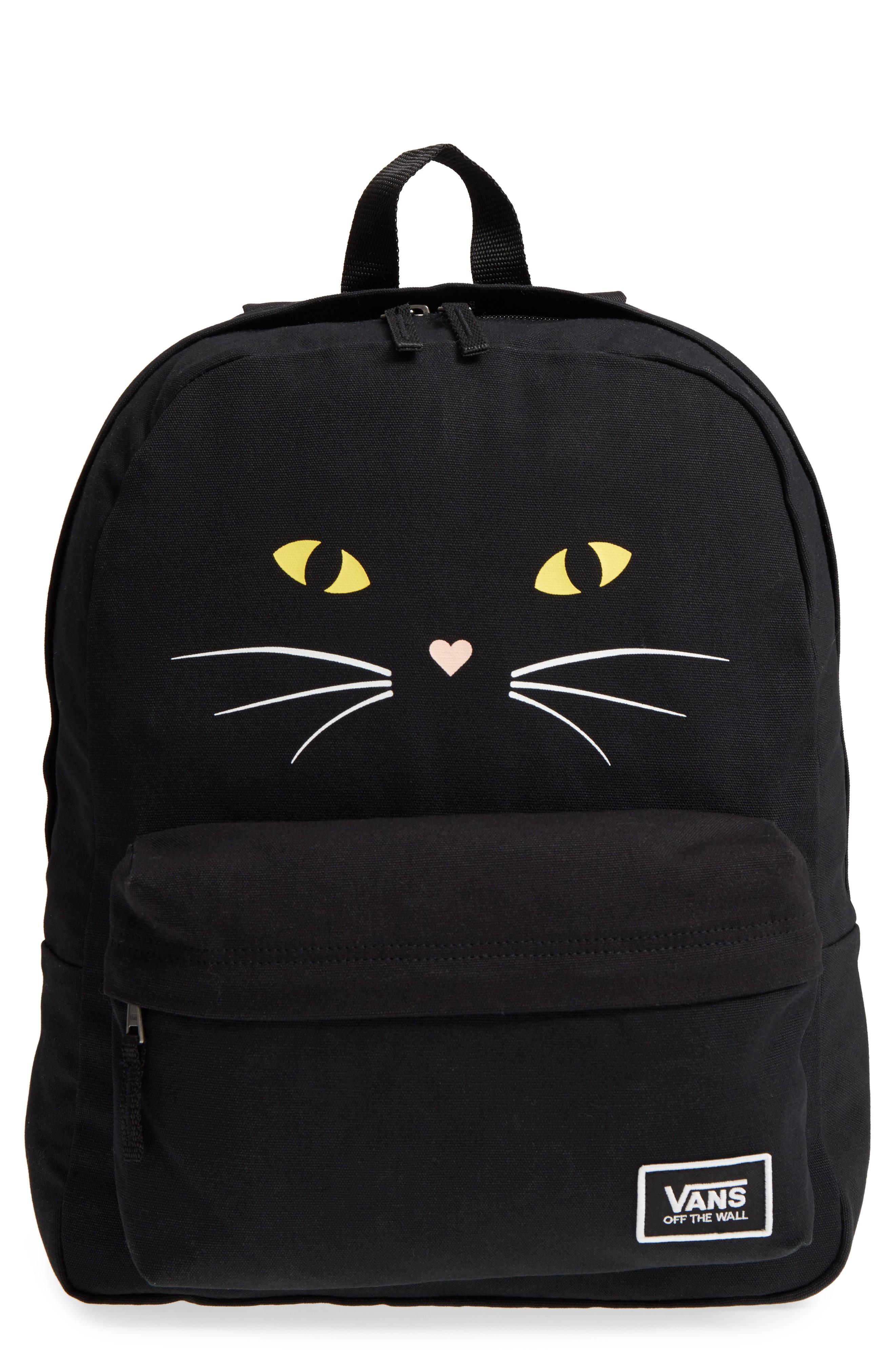 vans black cat backpack