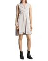 Allsaints Jayda Zip-front Silk Dress In Champagne Pink