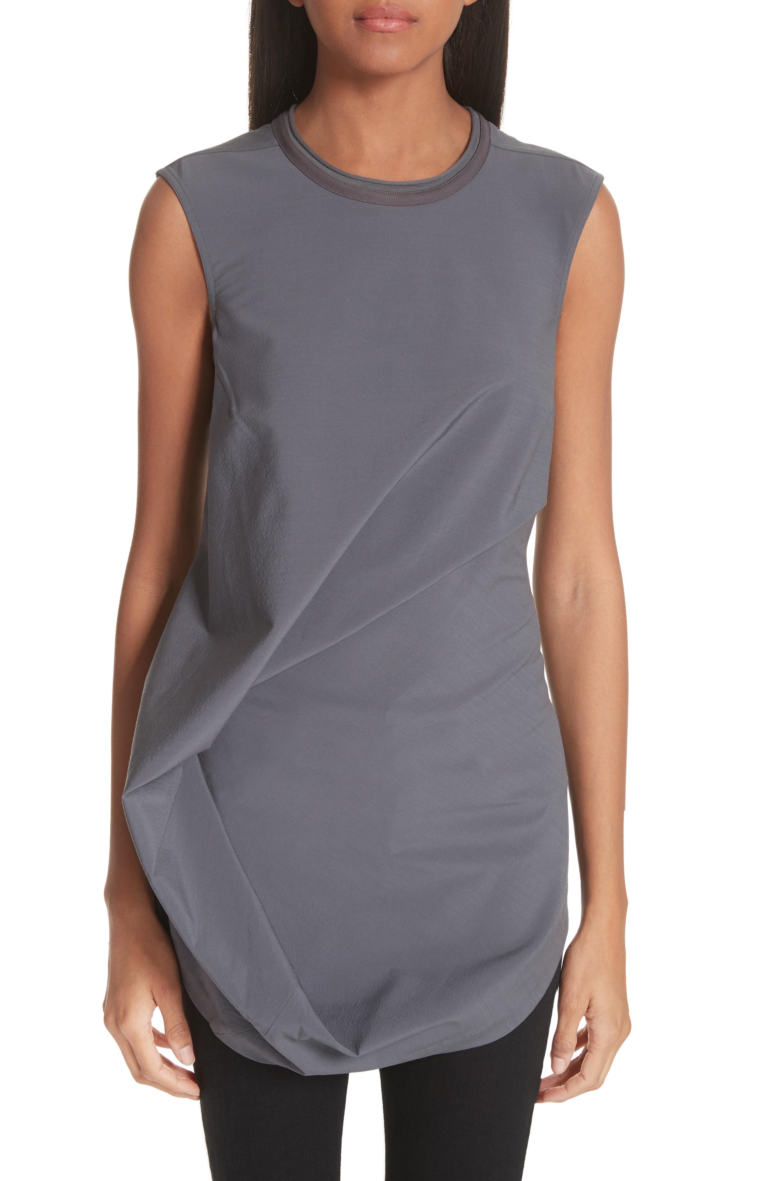 Rick Owens Drape Parachute Top In Iron Modesens