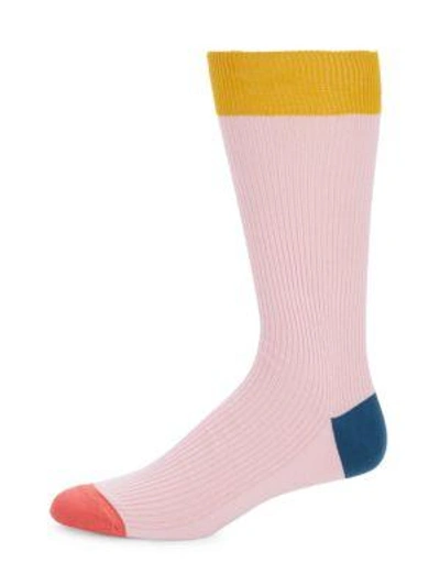 Paul Smith Colorblocked Socks In Pink