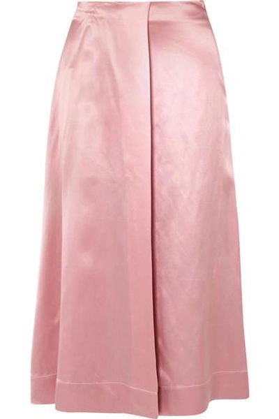 Deitas Harper Wrap-effect Silk-satin Midi Skirt In Pastel Pink