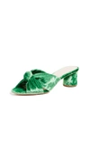 Loeffler Randall Women's Celeste Velvet Knot Mid Heel Slide Sandals In Emerald Green Velvet