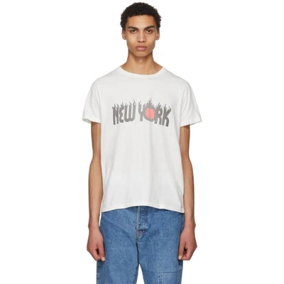 Remi Relief Off-white New York Fire Long Wash Finish T-shirt In Offwhite