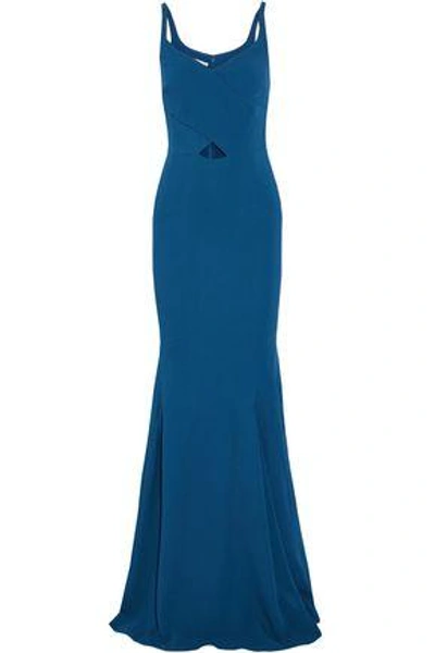 Stella Mccartney Woman Fluted Cutout Crepe Gown Petrol
