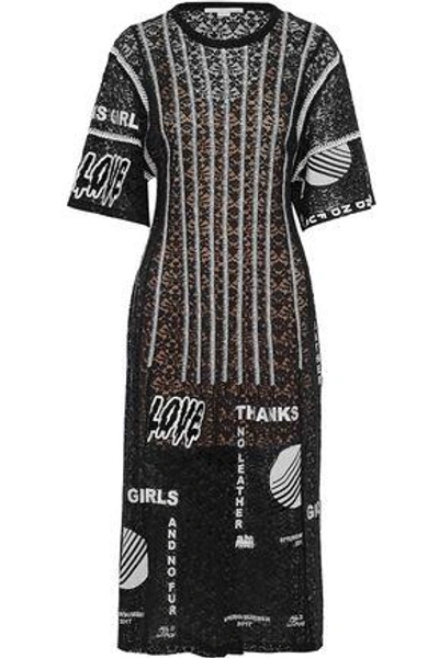 Stella Mccartney Embroidered Cotton-blend Lace Midi Dress In Black