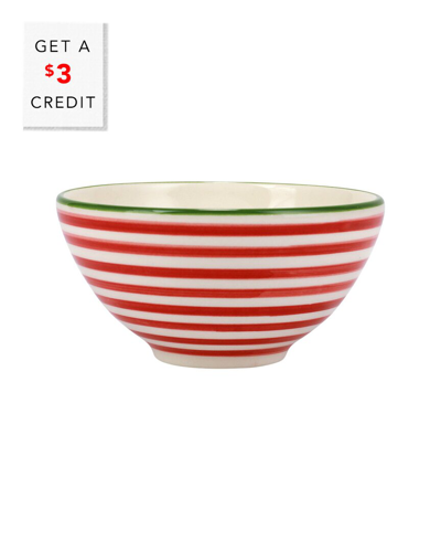 Vietri Dnu Unprofitable Viva By  Mistletoe Stripe Dipping Bowl With $3 Credit In Red