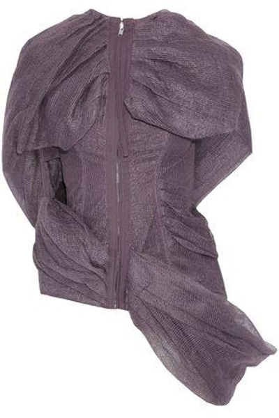 Rick Owens Woman Draped Linen-gauze And Stretch-cotton Vest Lilac