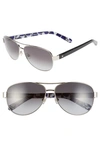 Kate Spade 'dalia2' 58mm Aviator Sunglasses In Silver/ Dots
