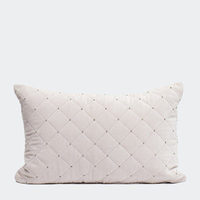 Harkaari Light Grey Square Point Bead Design Lumbar Throw Pillow
