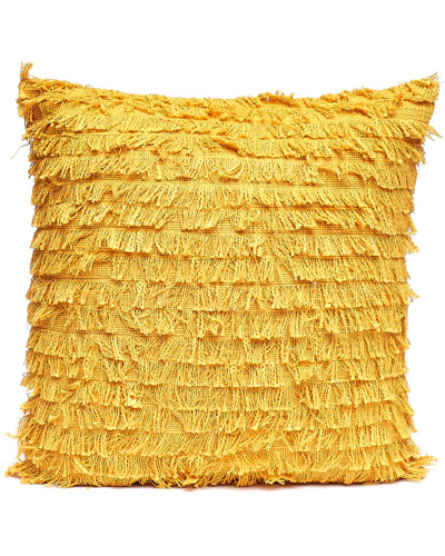 Harkaari Mustard Heavy Fridged Throw Pillow In Yellow