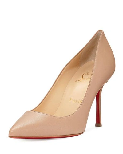 Christian Louboutin Decoltish Leather Red Sole Pump, Neutral In Nude Leather