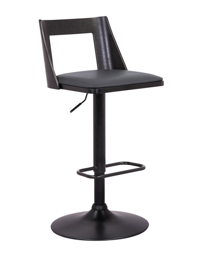 Armen Living Milan Adjustable Swivel Wood Bar Stool In Black