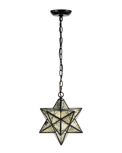 Jonathan Y Designs Stella 12 Moravian Star Metal Clear Glass Led Pendant In Metallic