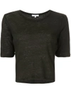 Venroy Crew Neck Cropped T In Black