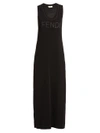 Fendi Logo-print Cotton-knit Maxi Dress In Black