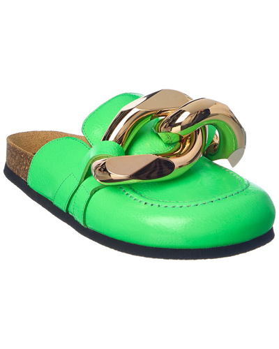 Jw Anderson Chain Leather Mule In Green