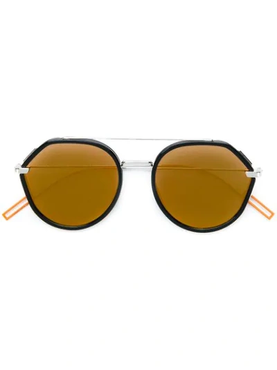 Dior Round Frame Tinted Sunglasses In Black