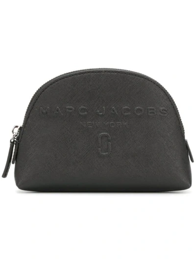 Marc Jacobs Embossed Textured-leather Cosmetics Case In Black
