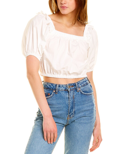 Destinaire Puff Sleeve Top In White