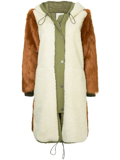 Sea Madeline Canvas-trimmed Paneled Faux Fur And Faux Shearling Coat In Multi