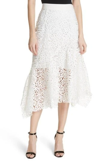 Milly Flounce Hem Lace Skirt In White