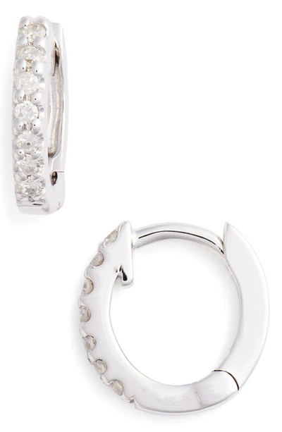 Dana Rebecca Designs Mini Diamond Huggie Hoop Earrings In White Gold