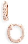 Dana Rebecca Designs Mini Diamond Huggie Hoop Earrings In Rose Gold