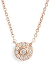 Dana Rebecca Designs Lauren Joy Mini Diamond Disc Necklace In Rose Gold