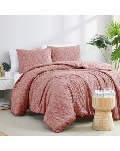 Southshore Fine Linens Stella Clipped Jacquard Comforter Set In Rose